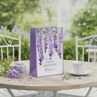 Personalized Wisteria Birthday Name Small Gift Bag