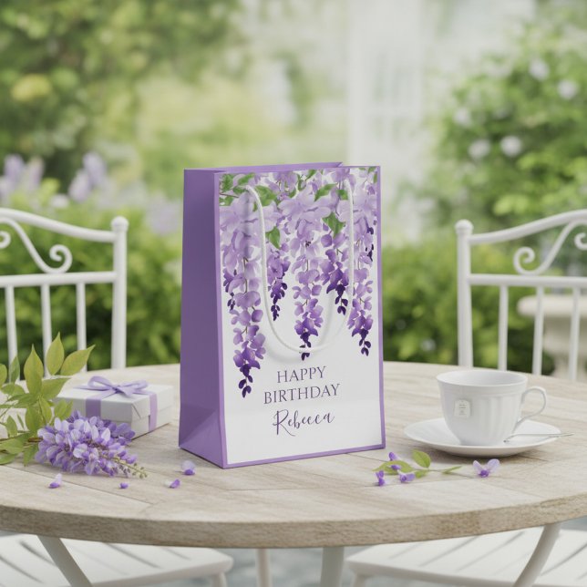 Personalized Wisteria Birthday Small Gift Bag (Creator Uploaded)