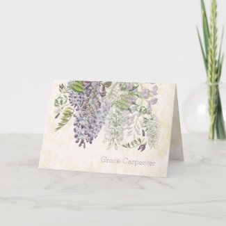 Personalized Wisteria Vine Floral Pastels Card