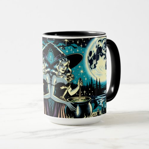 Personalized Witch and Black Cat Halloween Mug