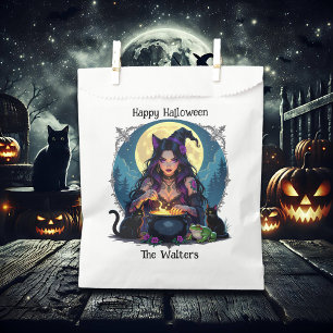 Personalized Witch and Cauldron Halloween Favor Bag