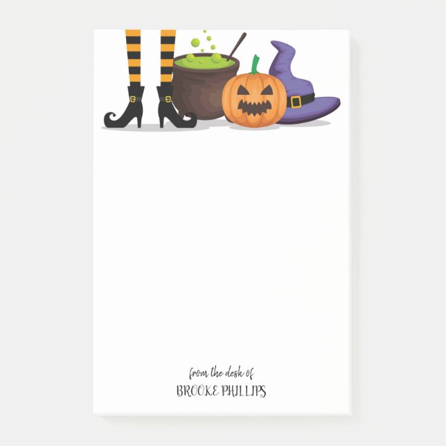 Personalized Witch Cauldron Halloween Post-it Notes (Front)