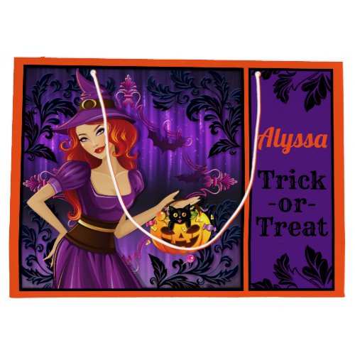 Personalized Witch Halloween Trick or Treat Bag
