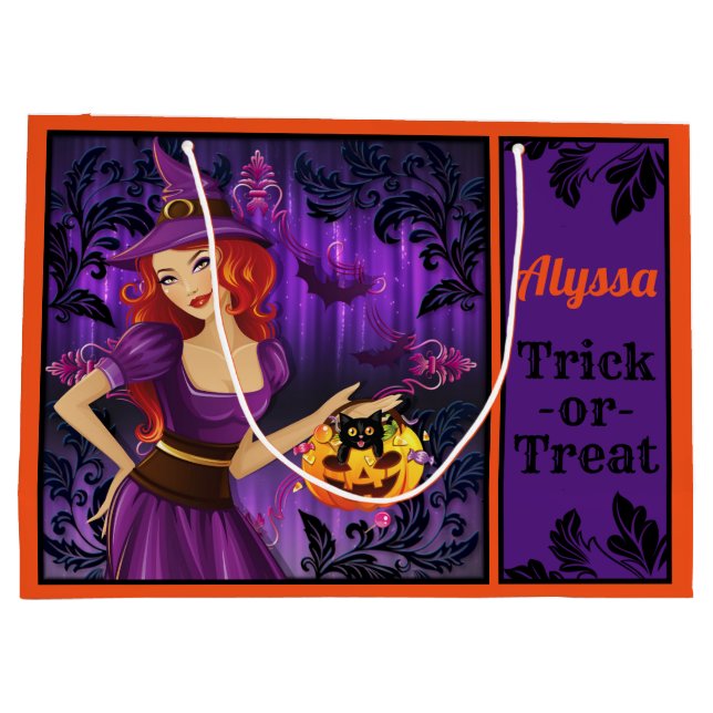 Personalized Witch Halloween Trick or Treat Bag (Back)