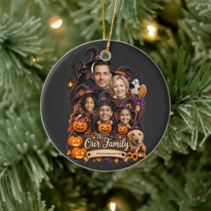 Personalized Witch Hat Halloween Family Custom F Ceramic Ornament