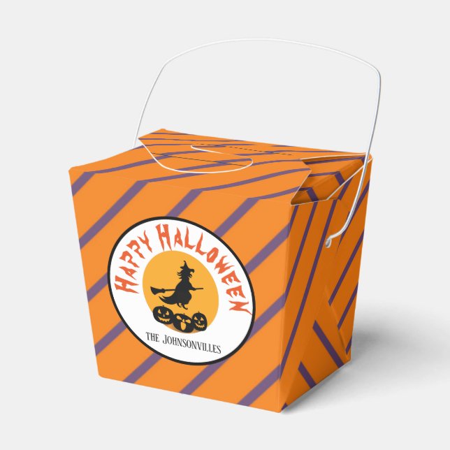Personalized/Witch & Stripes/Halloween Treat Box, Favor Boxes (Front Side)
