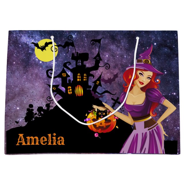 Personalized Witch Trick or Treat Bag (Front)