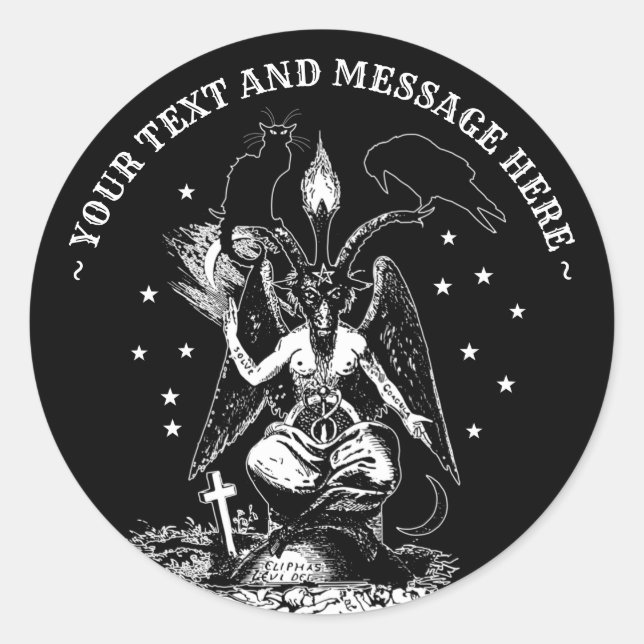 Personalized Witchcraft Baphomet Gothic Classic Round Sticker (Front)