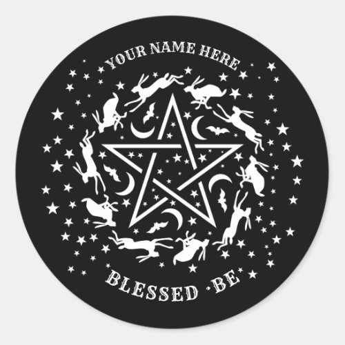 Personalized Witchcraft Hare Pentagram Gothic  Classic Round Sticker