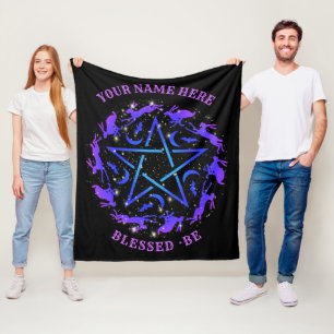 Personalized Witchcraft Hare Pentagram Gothic Flee Fleece Blanket