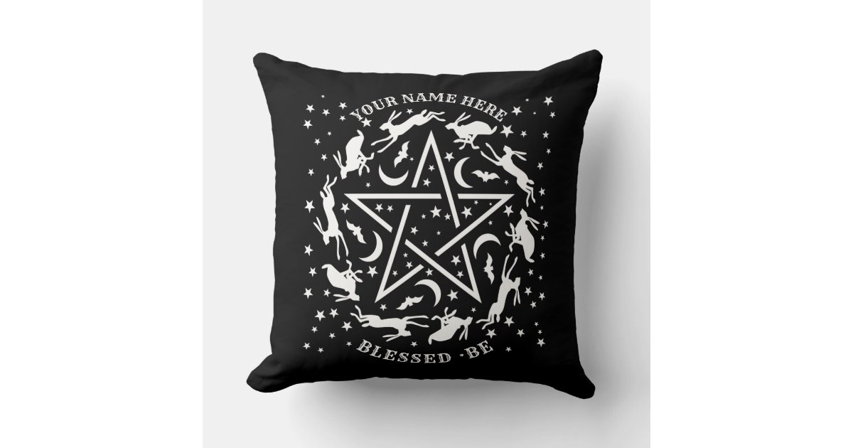 Black and White Goth Witchcraft Baphomet Gothic Throw Pillow