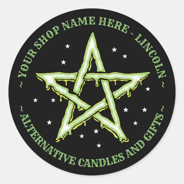 Personalized Witchcraft Pentagram Gothic Classic Round Sticker (Front)