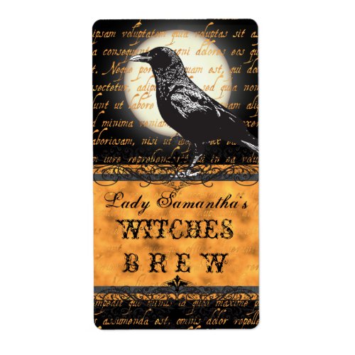 Personalized Witches Brew Halloween Bottle Label