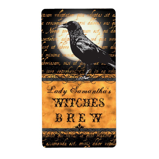 Personalized Witches Brew Halloween Bottle Label (Front)