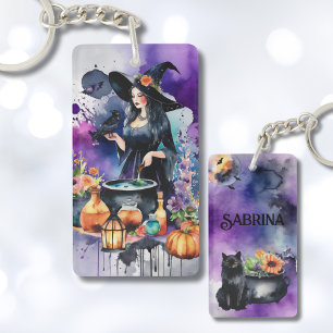 Personalized Witches Spell Watercolor Keychain