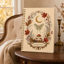 Personalized Witchy Autumn Luna Moth Journal
