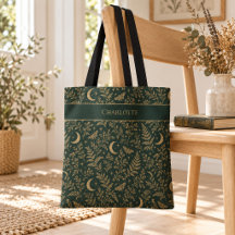Personalized Witchy Botanical Pattern Tote Bag