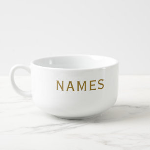 Personalized With 2 Last Name or Nickname on Them Soup Mug