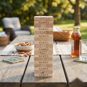 Personalized With 2 Last Name or Nickname on Them Topple Tower