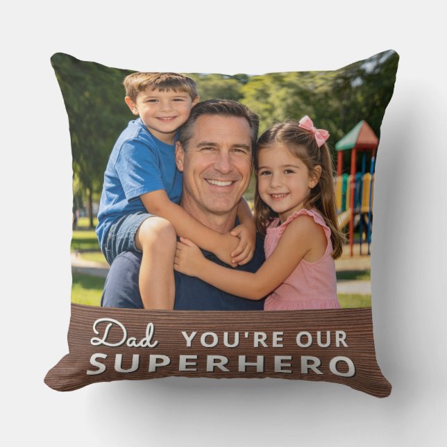 Personalized with 2 Photos and Text Throw Pillow (Front)