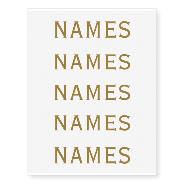 Personalized With 5 Last Name or Nickname on Them Temporary Tattoos (Front)