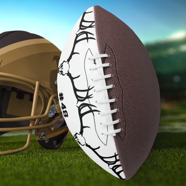 Personalized with # Deer Skull with intact Antlers Football (Creator Uploaded)