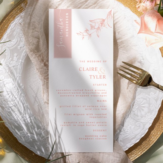 Personalized with Guest Name, Blush Pink Wedding Menu (Creator Uploaded)