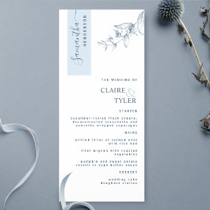 Personalized with Guest Name, Dusty Blue Wedding Menu