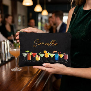 Personalized with Hand-Drawn Colorful Cocktails Accessory Pouch