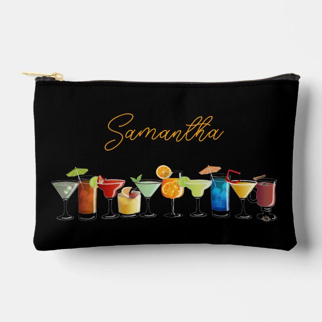 Personalized with Hand-Drawn Colorful Cocktails Accessory Pouch (Front)