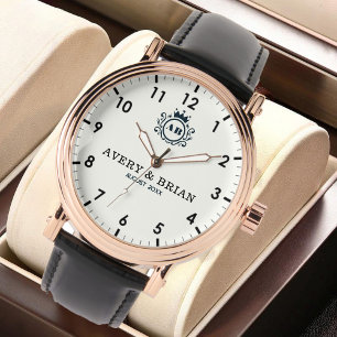 Personalized with his & her couple monogram watch