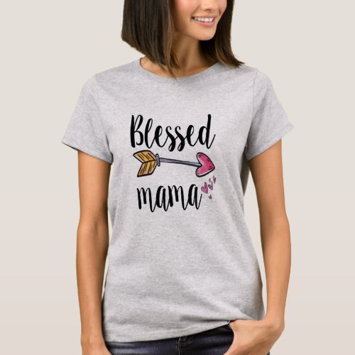 Personalized with Kids Names Blessed Mama Arrow T_Shirt