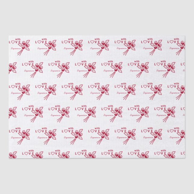 Personalized "With L❤️VE" Red Roses Tissue Paper (Front)