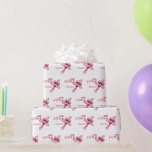 Personalized "With L❤️VE" Red Roses Wrapping Paper