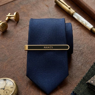 Personalized With Last Name or Nickname on Them Gold Finish Tie Bar