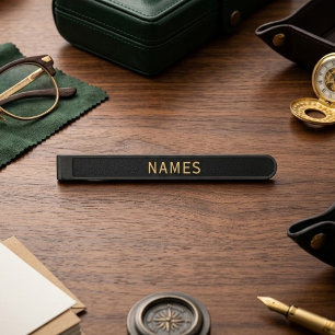 Personalized With Last Name or Nickname on Them Gunmetal Finish Tie Bar