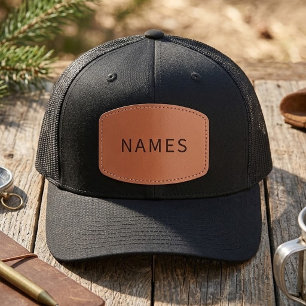 Personalized With Last Name or Nickname on Them Leather Patch Hat