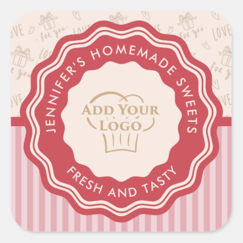 Personalized with Logo Baked Goods Homemade Bakery Square Sticker