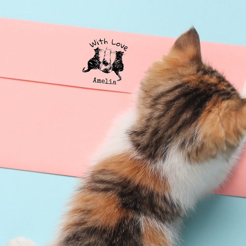 Personalized With Love Cat self_inking stamp