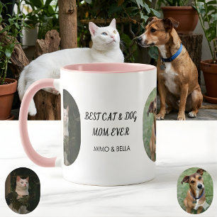 Personalized with Mimo & Bella Best Cat & Dog Mom  Mug