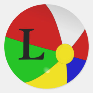 Personalized with Monogram L Beach Ball Stickers