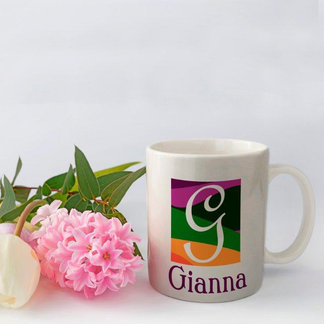 Personalized with Monogram on Geometric Background Coffee Mug (Creator Uploaded)