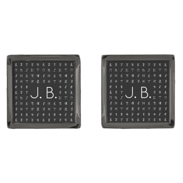 Personalized with Monogram & Runic Symbol Cufflinks (Front)