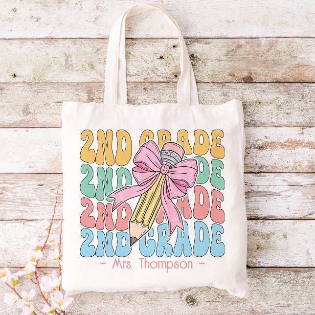 Personalized With Name 2nd Grade Teacher Custom Tote Bag (Creator Uploaded)
