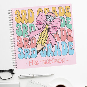 Personalized With Name 3rd Grade Teacher Custom Notebook