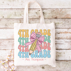 Personalized With Name 4th Grade Teacher Custom Tote Bag