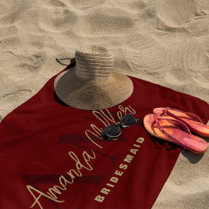 Personalized With Name Black Gold Modern Monogram Beach Towel