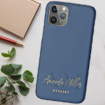 Personalized With Name Blue Gold Modern Monogram iPhone 11 Pro Case<br><div class="desc">Introducing the Personalized With Name Navy Blue Gold Modern Monogram Phone Case – a bespoke accessory that seamlessly blends individual style with optimal phone protection. This monogram phone case features a custom name and monogram crafted in a sophisticated handwritten cursive script, delivering a unique and signature touch. Compatible with both...</div>