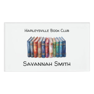 Personalized with Name Book Club with Books Tag