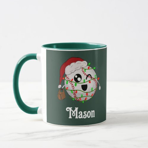 Personalized With Name Christmas Lights Baseball Mug